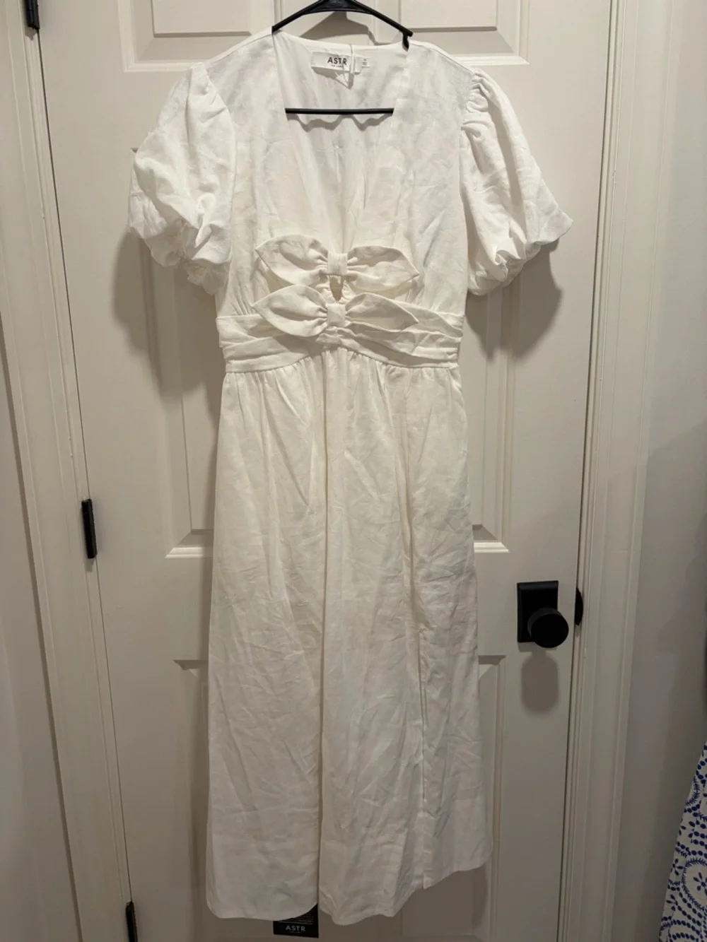 ASTR THE LABEL Linen Bow Front Midi Dress NWT - Picture 3 of 6